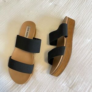 Steve Madden Black Dual-Strap Platform Sandals